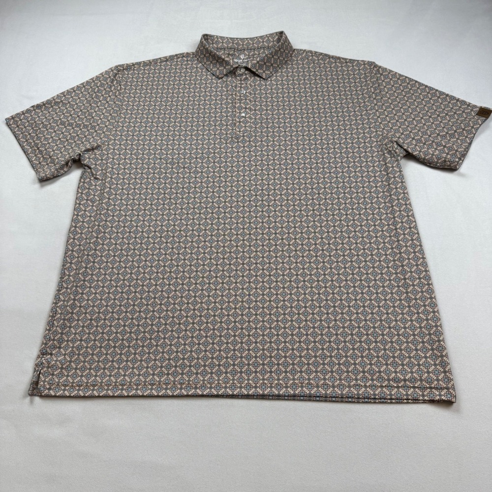 Iron Oak Apparel Co Jaded Mens 3XL Geometric Print Performance Polo Shirt Blue